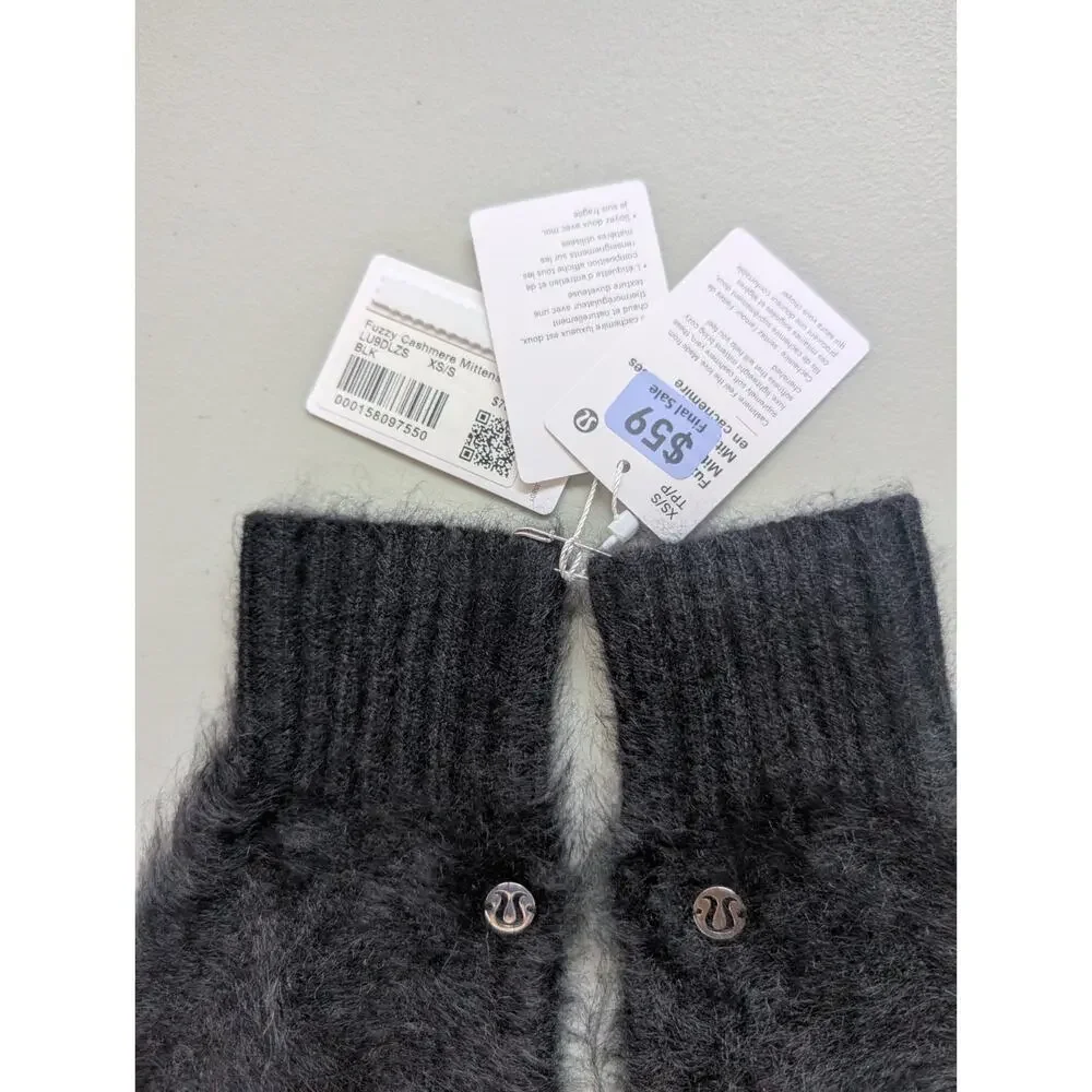 NWT Lululemon Women's Fuzzy Cashmere Mittens Size XS/S Black